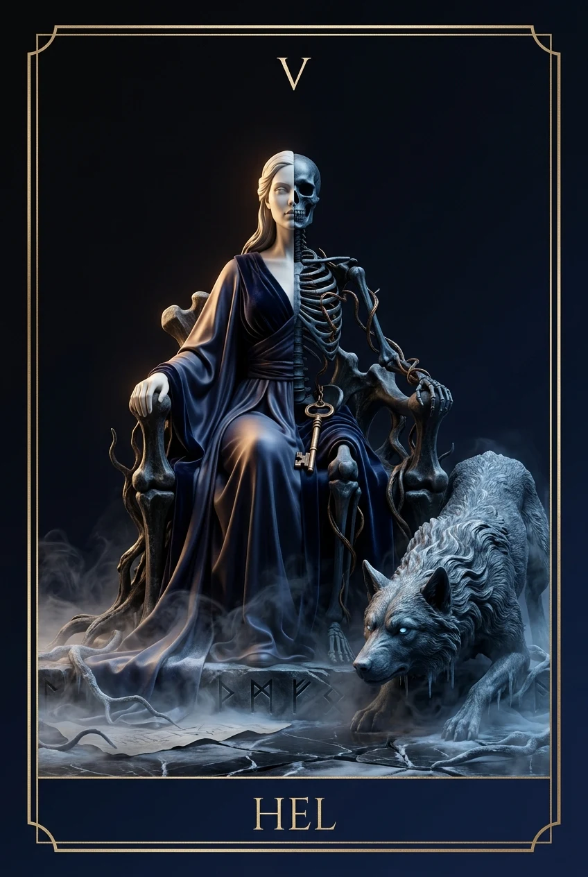 Hel, The queen of the underworld, a face split in two