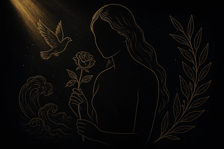 Aphrodite, Aşk, güzellik, çekim, alchemical engraving silüet