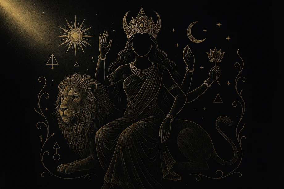 Devi, Ulu ana, tüm tanrıçaların özü, Şakti, alchemical engraving silüet
