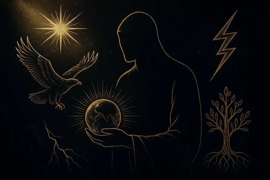 Gök Tengri, Üst gök, kozmik ilke, en yüce, alchemical engraving silüet