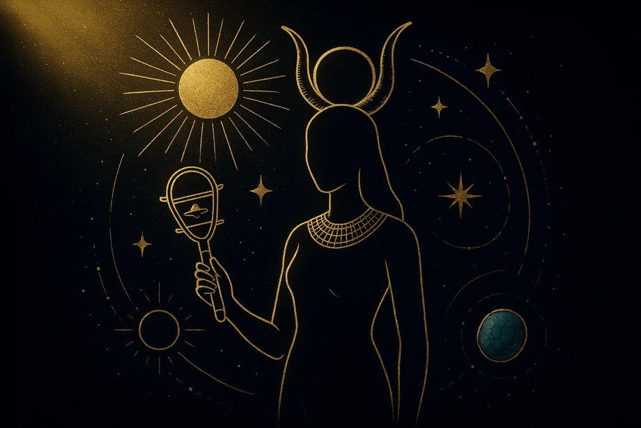 Hathor, Sevgi, müzik, gökyüzü, neşe, alchemical engraving silüet