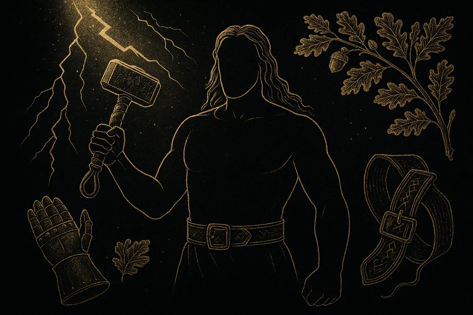 Thor, Yıldırım, koruma, güç, alchemical engraving silüet
