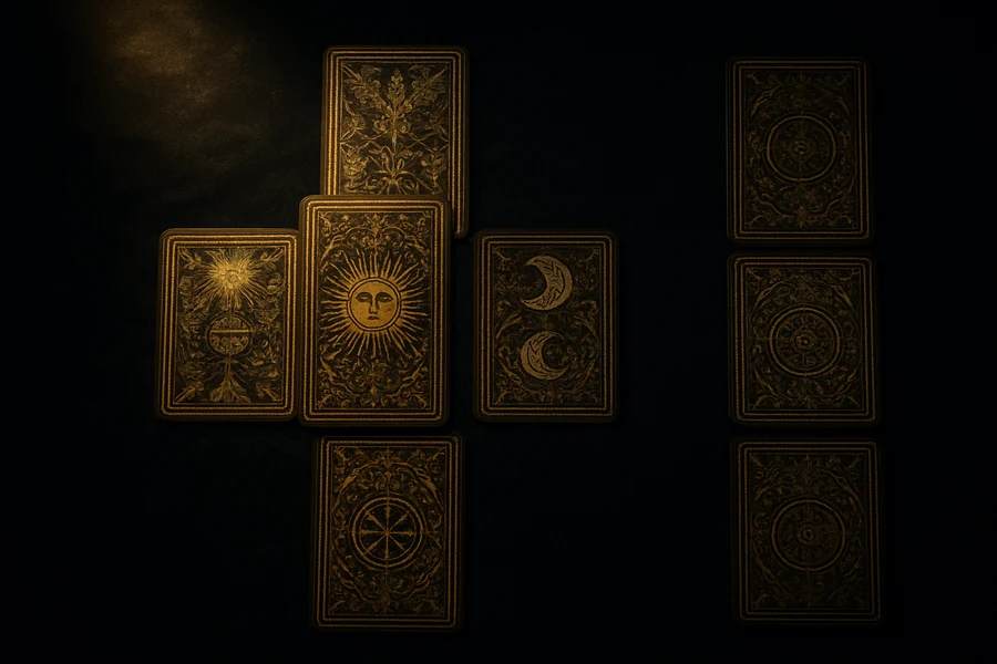 On kart Kelt Haçı yayılımı, antika tarot